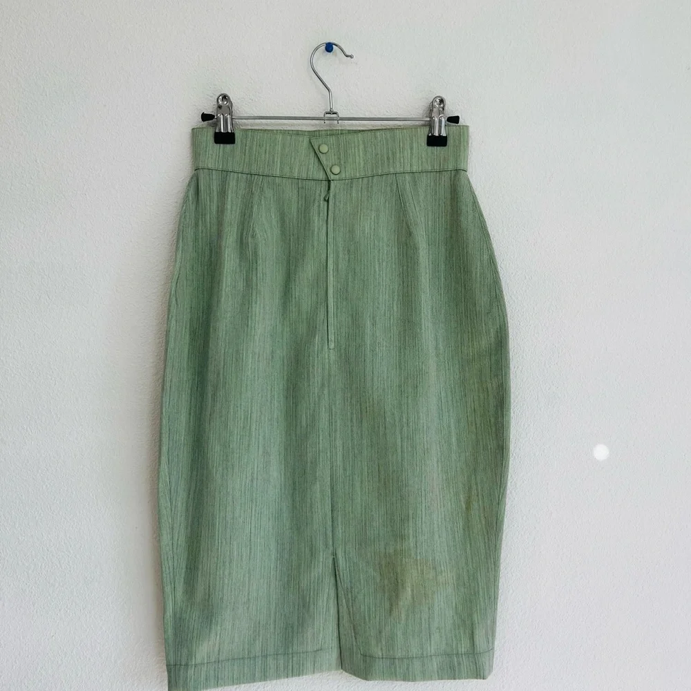 Rare 1980’s Thierry Mugler Sage Green Blazer Skirt Set - Picture 12 of 16